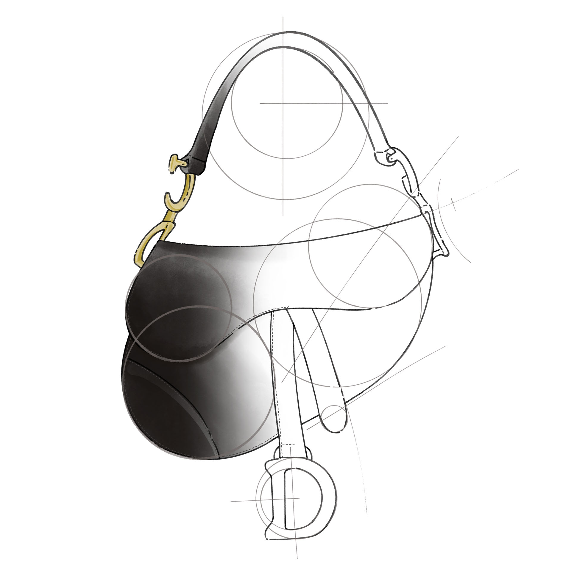 Bolso Saddle, Christian Dior, diseñado por John Galliano (1999). Ilustración: Ana Fernández