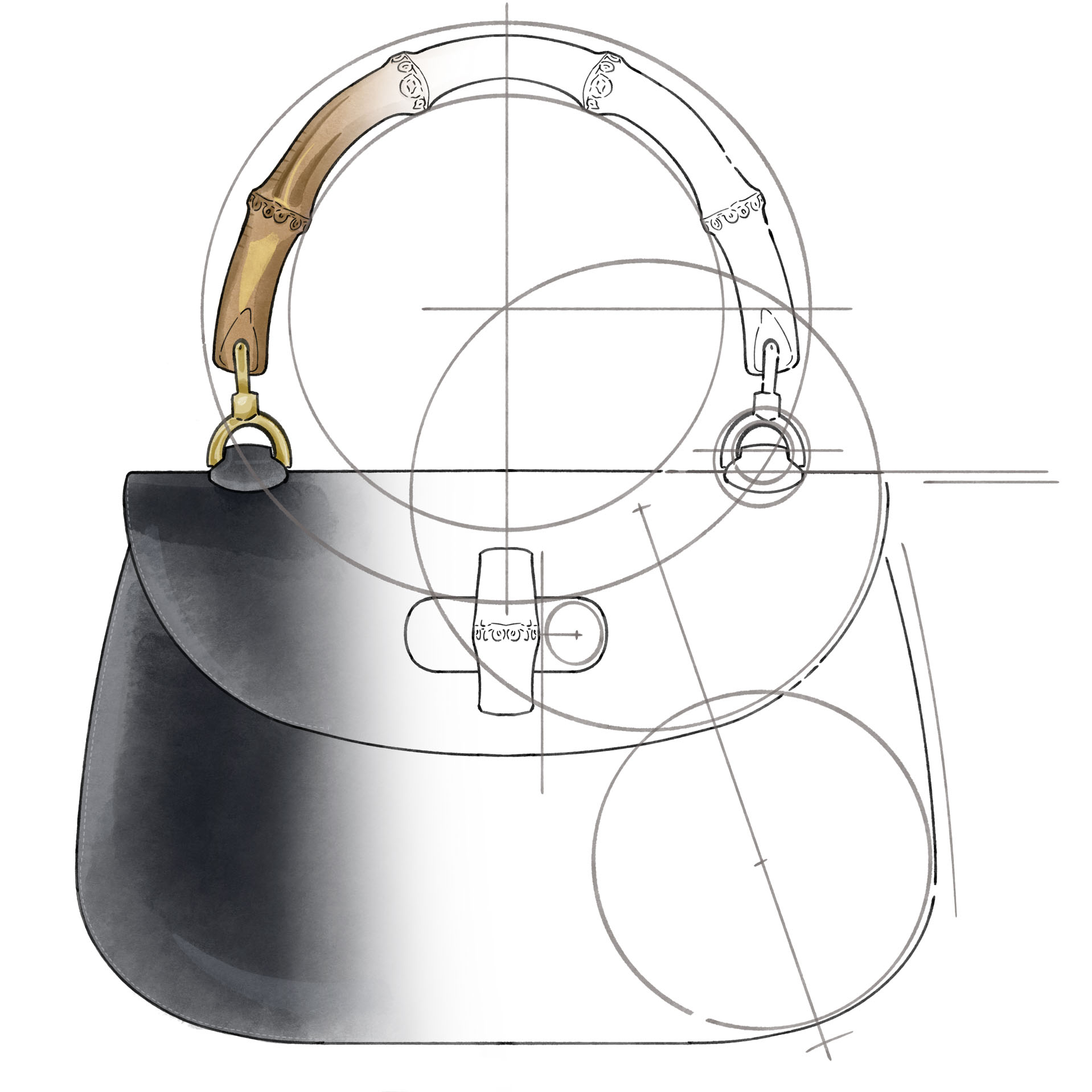 Gucci, Bamboo (1947). Ilustración: Ana Fernández
