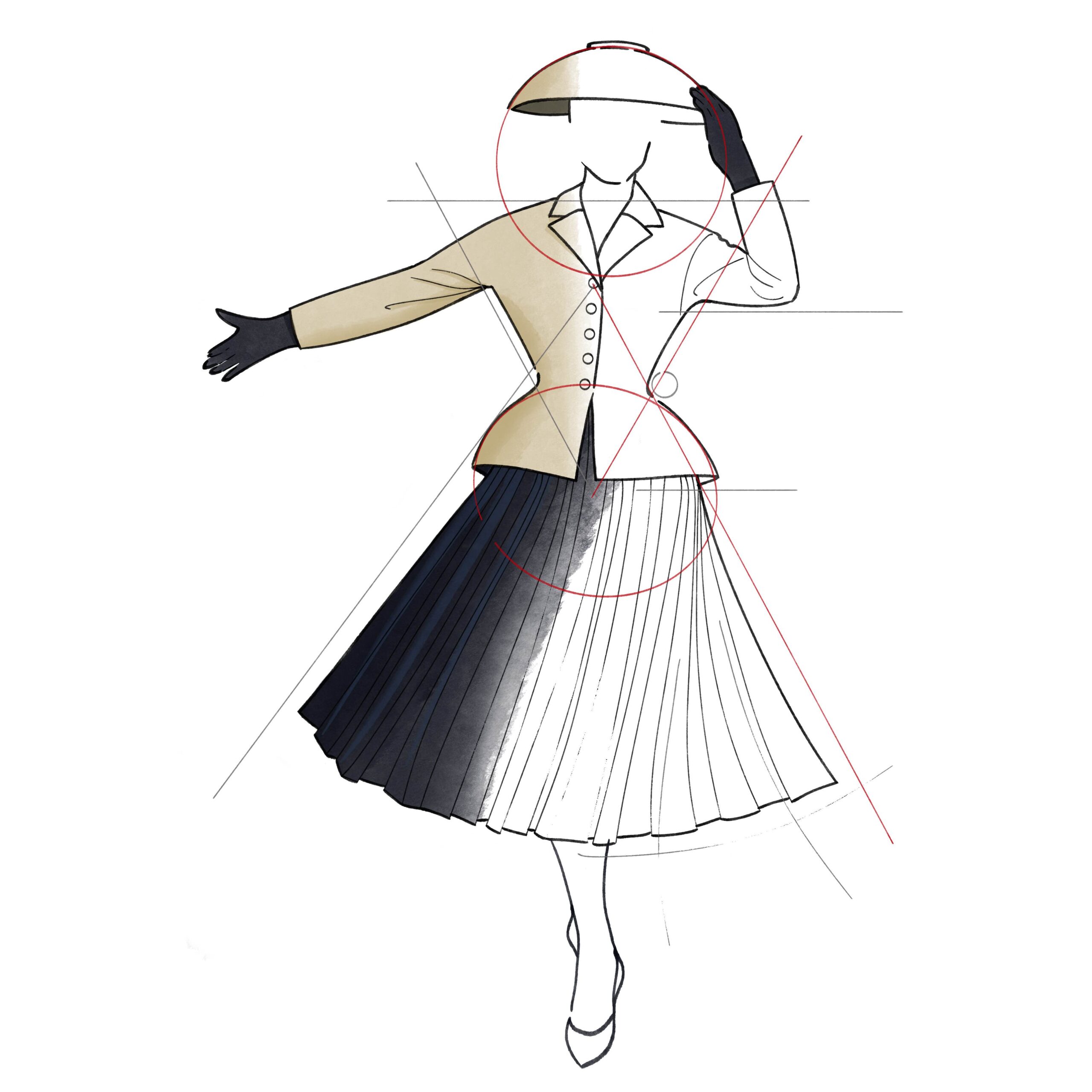 Christian Dior, Bar (1947). Illustration: Ana Fernández Pacheco